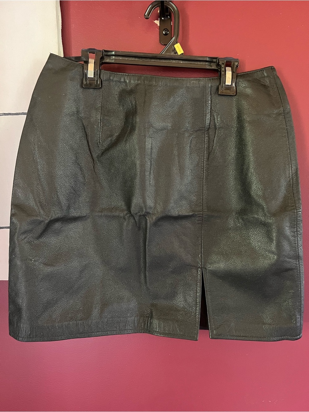 Genuine leather mini skirt